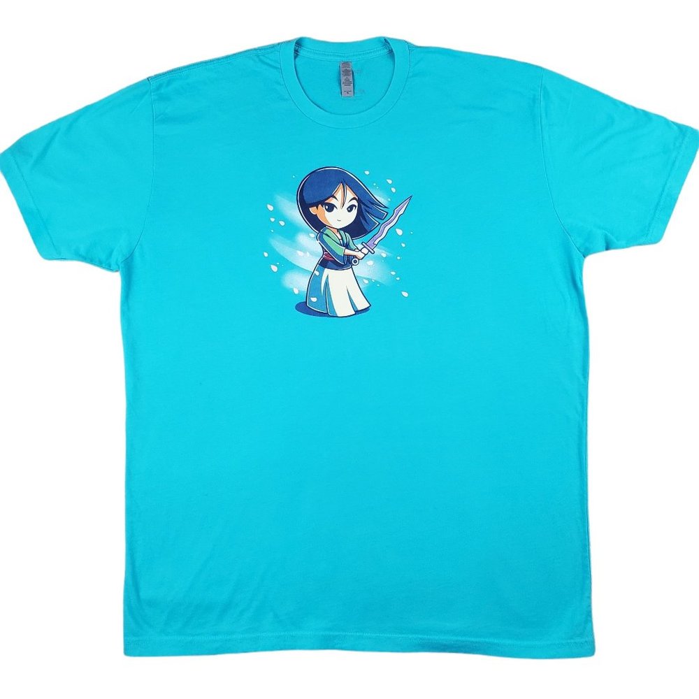 Teeturtle Disney Blue Shirt Sword of Shan Yu Mulan